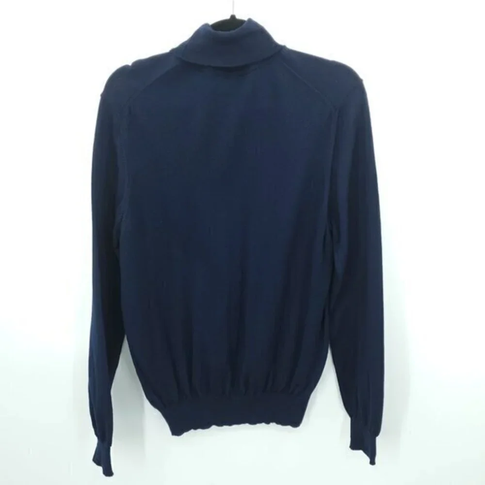 Men's Williams & Kent 100% Merino Wool Fine Knit Turtleneck Sweater M Navy Blue